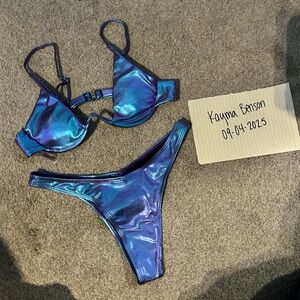 SHEIN Shiny Blue Bikini Set